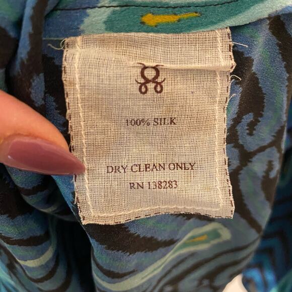 NWT Disney x Figue Women's size Large Ameena Aladdin Beaded Blue Silk Top - Picture 9 of 12